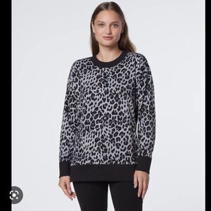 Isaac Mizrahi Cheetah Animal Print Crewneck Sweater Sz L